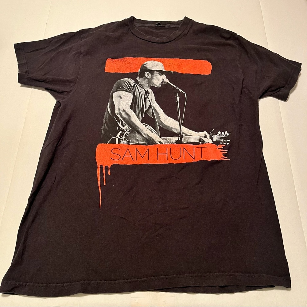 Sam Hunt 2015 Summer Tour SZ‎ Large Black Short Sleeve Shirt Tulex Country *FLAW - Picture 2 of 7